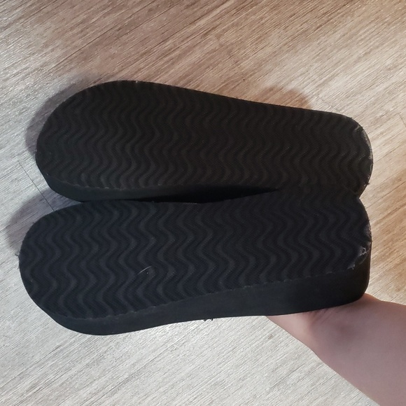 Black and Silver w Distress Platform Flip Flip Sandals W9 - Picture 3 of 3